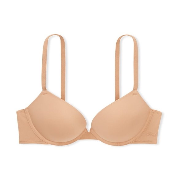 (2) VS PINK Super Push Up Bras Sz 38DD Praline & Black LIKE NEW Lot Bundle 38E - Picture 4 of 7